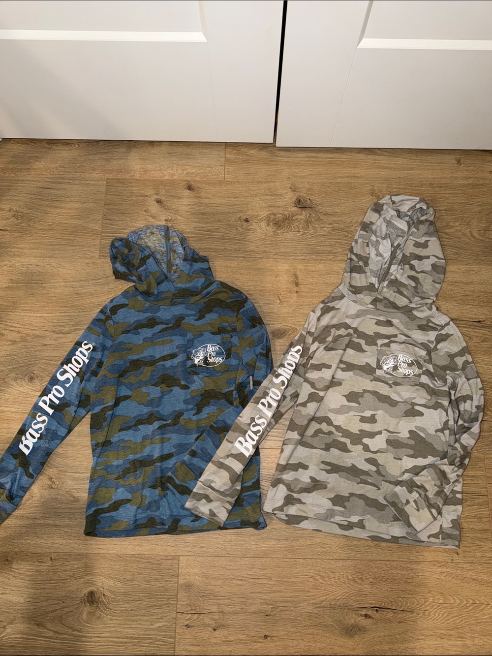 Bass Pro Shops Kids Camo Hoodies in Blue Camo and Gray Camo